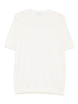SCAGLIONE: t-shirts - T-shirt in white silk and cotton with fantasy