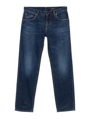 DOLCE & GABBANA: straight leg jeans - Dark blue cotton jeans