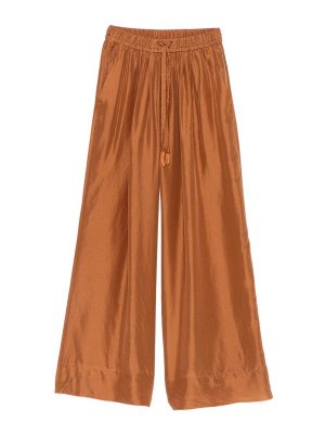 FORTE FORTE: pantaloni casual - Pantaloni in seta con coulisse bronzo