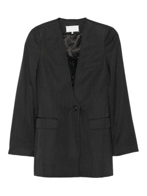 Maison Margiela: casual jackets - Anthracite virgin wool jacket with button