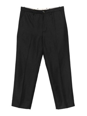 NINE IN THE MORNING: casual trousers - Black wool and linen blend trousers