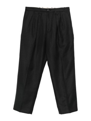 NINE IN THE MORNING: casual trousers - Black wool and linen blend kay trousers