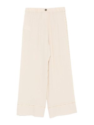 Semicouture: pantaloni casual - Pantalone Elle con ricami beige chiaro