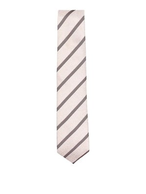 CORNELIANI: ties & bow ties - Tie in silk with brown and beige stripes