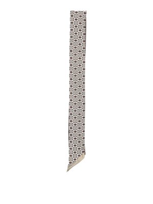 TAGLIATORE: Stoles & Shawls - Brown geometric graphic foulard scarf