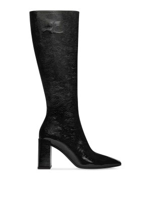 Courreges: boots - Leather heeled boots black