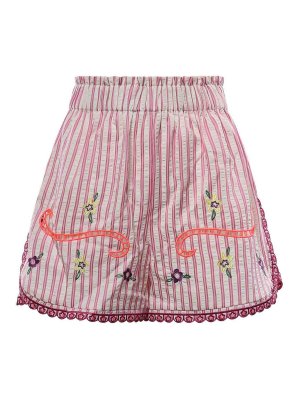 CELIA B: pantaloni shorts - Pantaloncini a righe Pequi