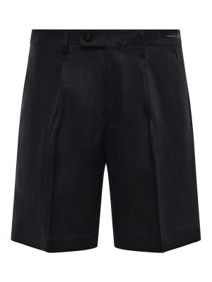 MICHAEL COAL: pantaloni shorts - Bermuda Harry in Lino con Pieghe
