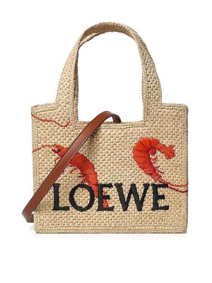 LOEWE: totes bags - Font Mini Raffia Tote Bag