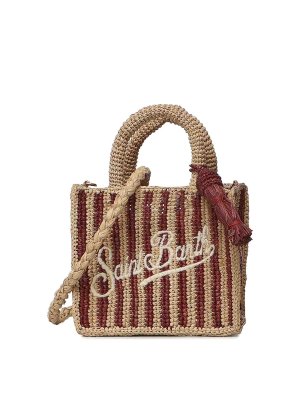 MC2 SAINT BARTH: cross body bags - Mini Raffia Vanity Bag With Striped Print