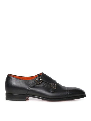 SANTONI: Mocassini e slippers - Doppia fibbia in pelle