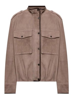 BRUNELLO CUCINELLI: leather jacket - Brown suede jacket