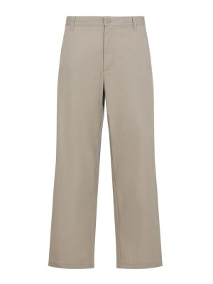 CARHARTT: casual trousers - Flared pants in beige cotton with logo