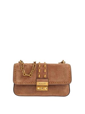 MICHAEL KORS: borse a spalla - Borsa a tracolla in camoscio color cammello