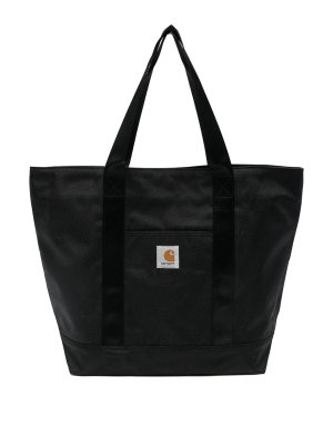 CARHARTT: totes bags - Black shopping tote with embroidered logo