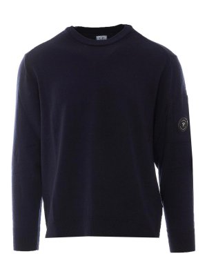 C.P. COMPANY: crew necks - C.p. company blue extrafine merino sweater