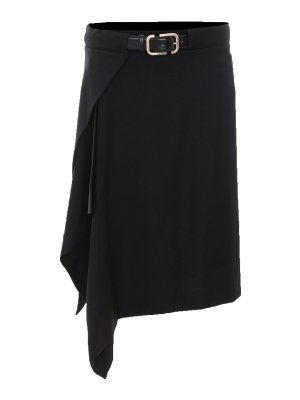 The Attico: Knee length skirts & Midi - black asymmetrical midi skirt