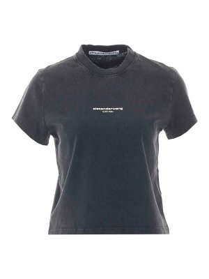 ALEXANDER WANG: t-shirts - Alexander wang washed black shrunken t-shirt