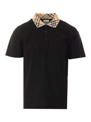 BURBERRY: polo shirts - black check polo