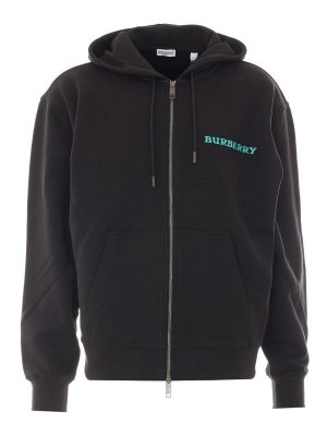 BURBERRY: Sweatshirts & Sweaters - black hoodie with zip closure