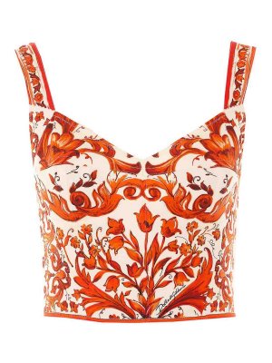DOLCE & GABBANA: Tops & Tank tops - orange and white top