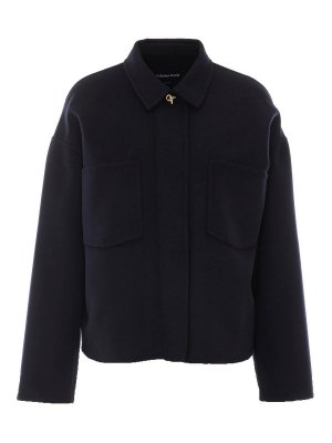 FABIANA FILIPPI: Turtlenecks & Polo necks - blue jacket with frontal zip closure