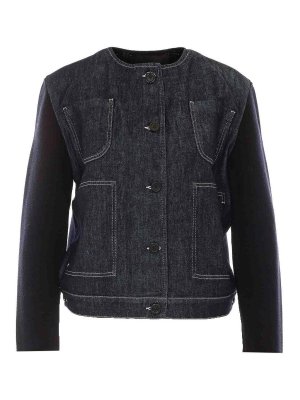 FABIANA FILIPPI: casual jackets - denim and black jacket with frontal buttons