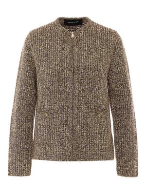 FABIANA FILIPPI: casual jackets - beige tweed zip jacket