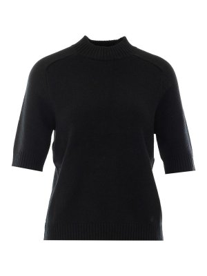LOULOU STUDIO: t-shirts - Loulou de saison black ruth knitted t-shirt