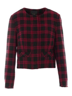 MULBERRY: casual jackets - black and red geum tweed jacket