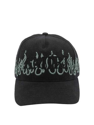 AMIRI: hats & caps - black flames baseball cap