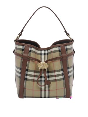 BURBERRY: Bucket bags - beige small check bucket bag