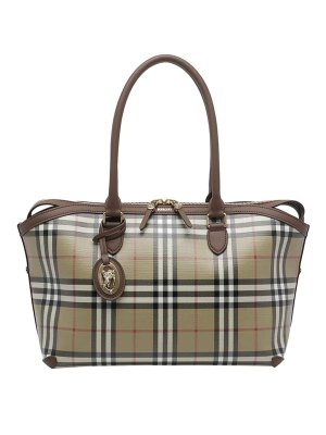 BURBERRY: shopper - borsa tote a quadri verdi