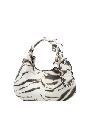 GANNI: borse a spalla - borsa hobo mini zebrata multicolor