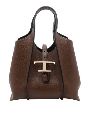 TOD'S: shopper - Intramontabile borsa shopping marrone t-time