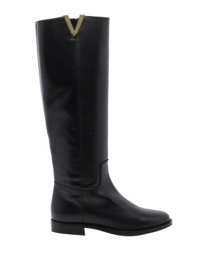 VIA ROMA 15: boots - Via roma 15 black v leather boots