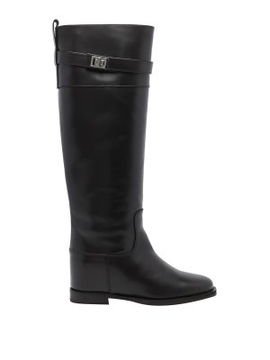 VIA ROMA 15: boots - Via roma 15 black padlock leather boots