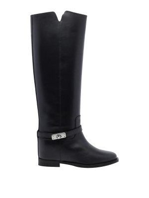 VIA ROMA 15: boots - Via roma black padlock leather boots