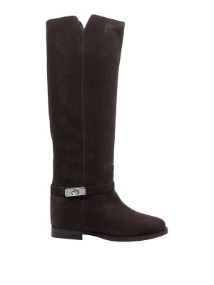 VIA ROMA 15: boots - Via roma testa di moro padlock suede boots