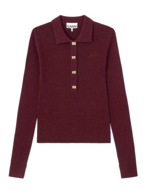 GANNI: polo shirts - Polo shirt with logo
