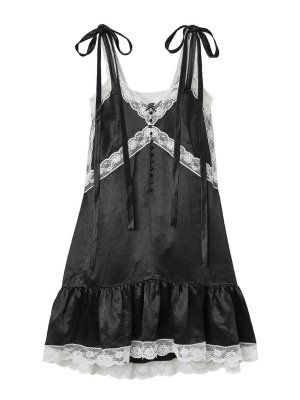 MARC JACOBS: abiti al ginocchio - Abito midi sottoveste in pizzo satinato