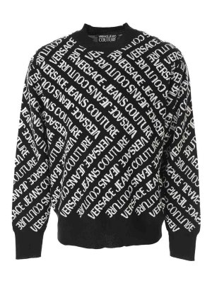 VERSACE JEANS: maglia collo rotondo - Maglione con monogramma jacquard
