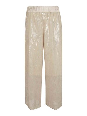 PESERICO: casual trousers - Georgette trousers with sequin embroidery