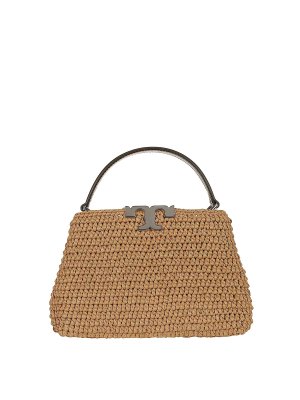 TORY BURCH: cross body bags - Eleanor straw mini satchel