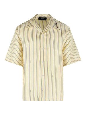 AMIRI: shirts - amiri script bowling' yellow silk shirt