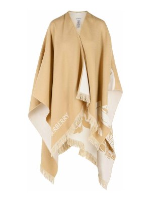 BURBERRY: knee length coats - ekd' beige wool and silk cape