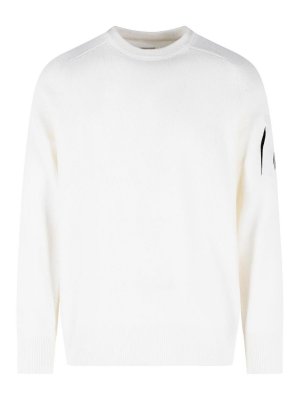 C.P. COMPANY: crew necks - White wool blend sweater