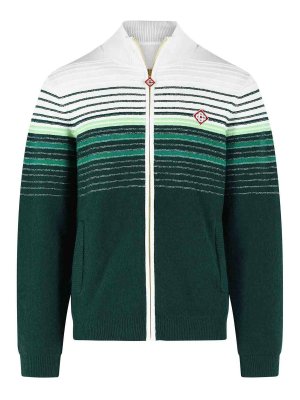 CASABLANCA: casual jackets - Green cotton blend sporty jacket with zip