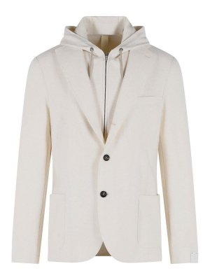 ELEVENTY: blazers - Cream wool hooded blazer