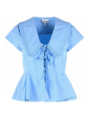 GANNI: Blusen - Bluse - Hellblau